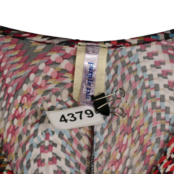 Purple Rain Faux Wrap Dress Womens Small Ruched Slinky Knee Length Short Sleeve - Picture 6 of 6